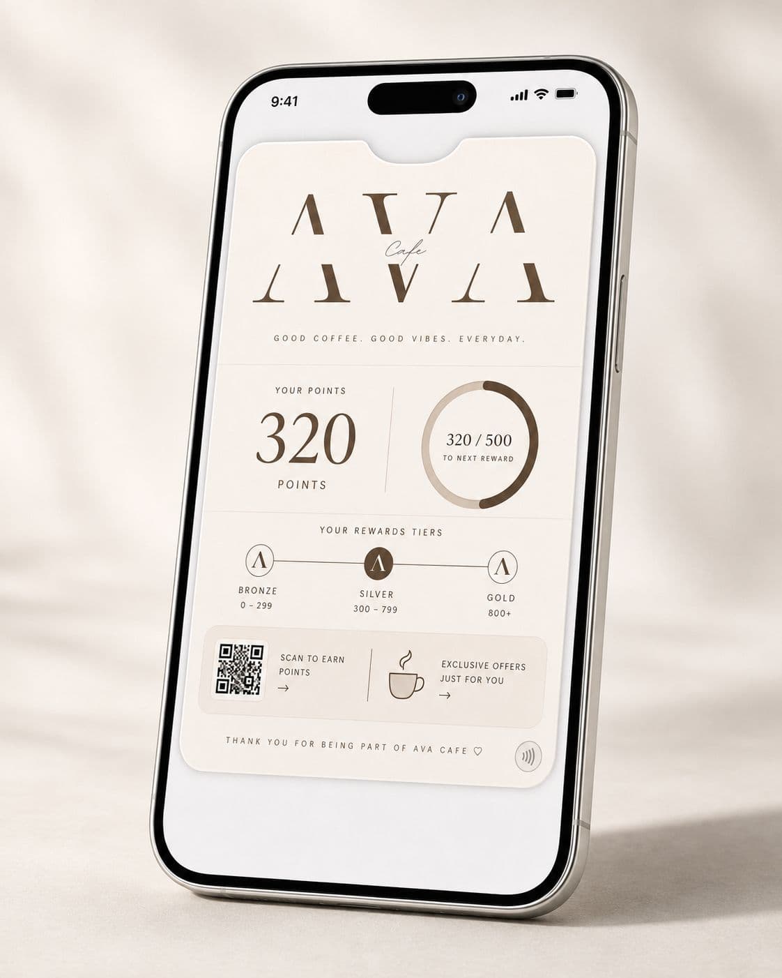 Loyalty card displayed on an iPhone